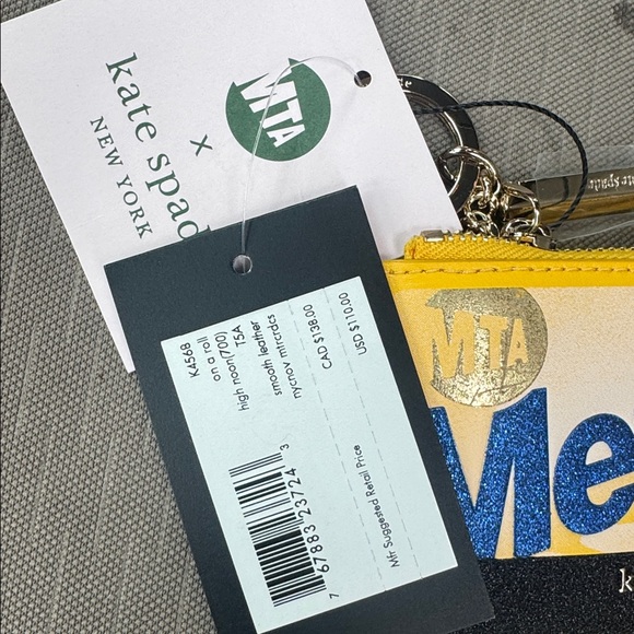 Kate Spade On a Roll Yellow and Blue MetroCard Zip Cardholder - Picture 2 of 7